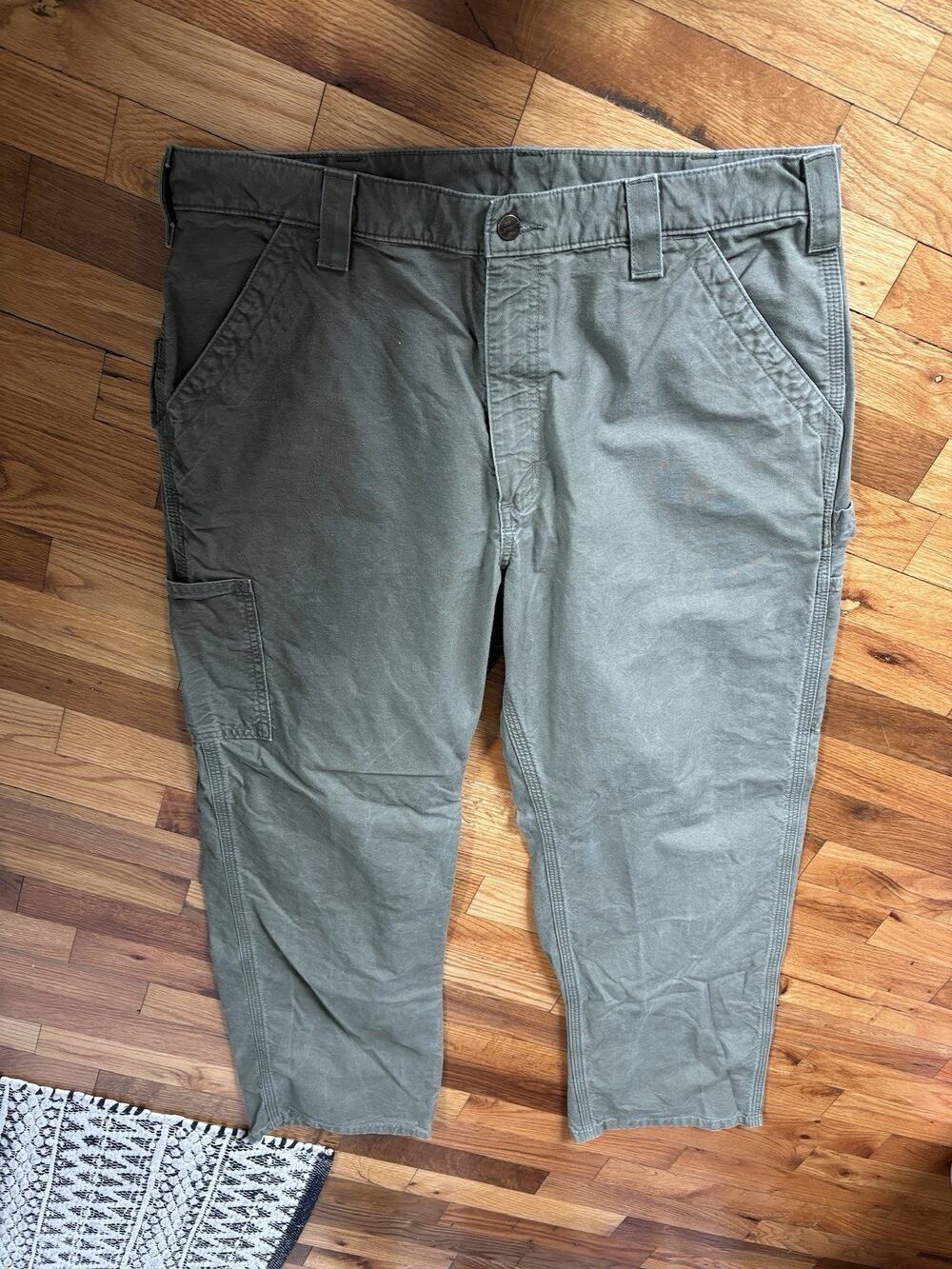 Carhartt Pants Mens 36x32 Green Carpenter B151 ARG Original Dungaree Fit Work